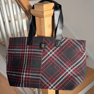 Victoria's Secret Black and Red Plaid Tote